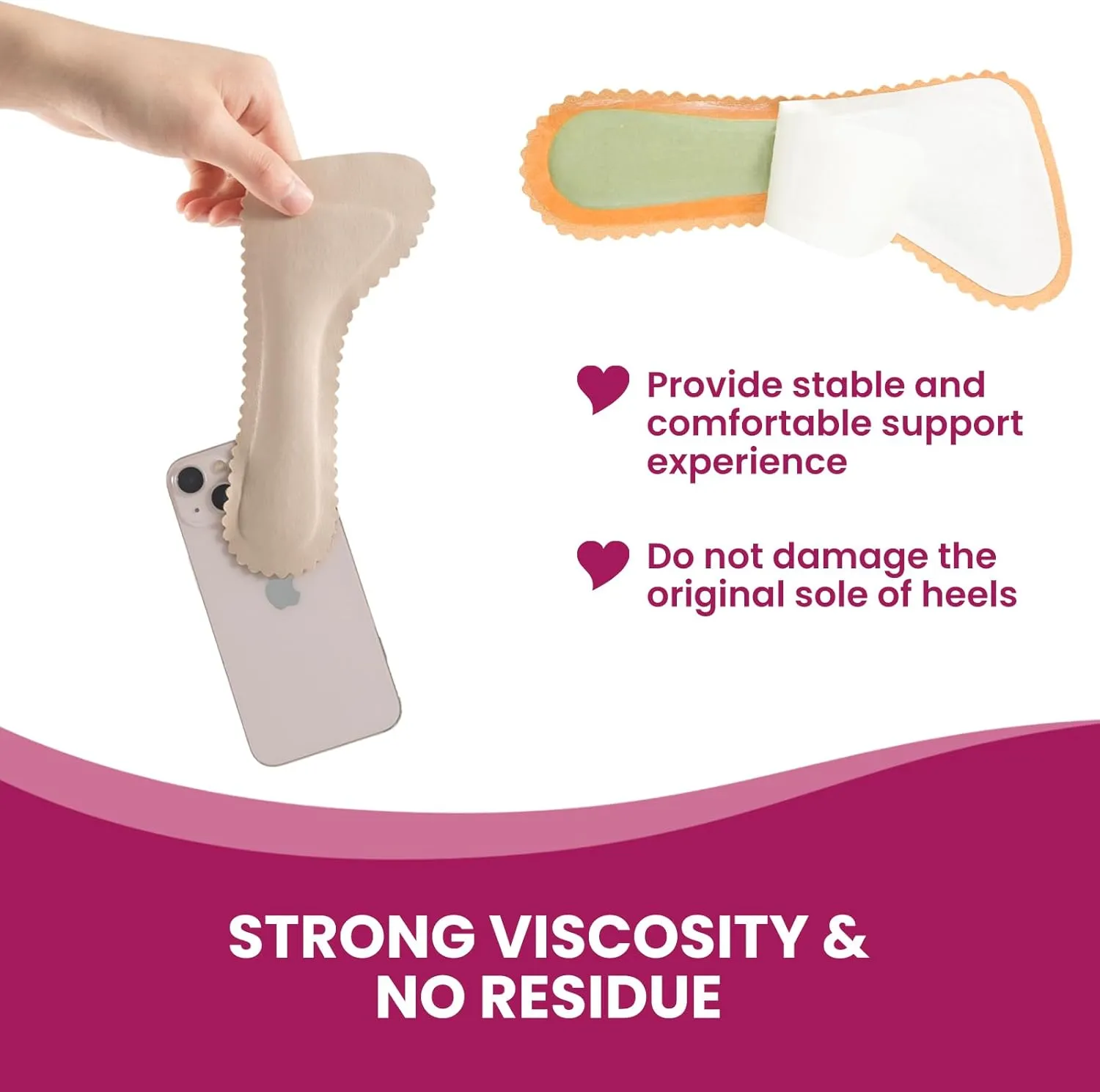 High Heel Cushion Inserts for Women - Bukihome 3/4 Invisible Insoles Prevent Feet from Sliding Forward - Shock & Sweat Absorption - Comfort Shoe Pads for High Heels Sandals Flats,Size M