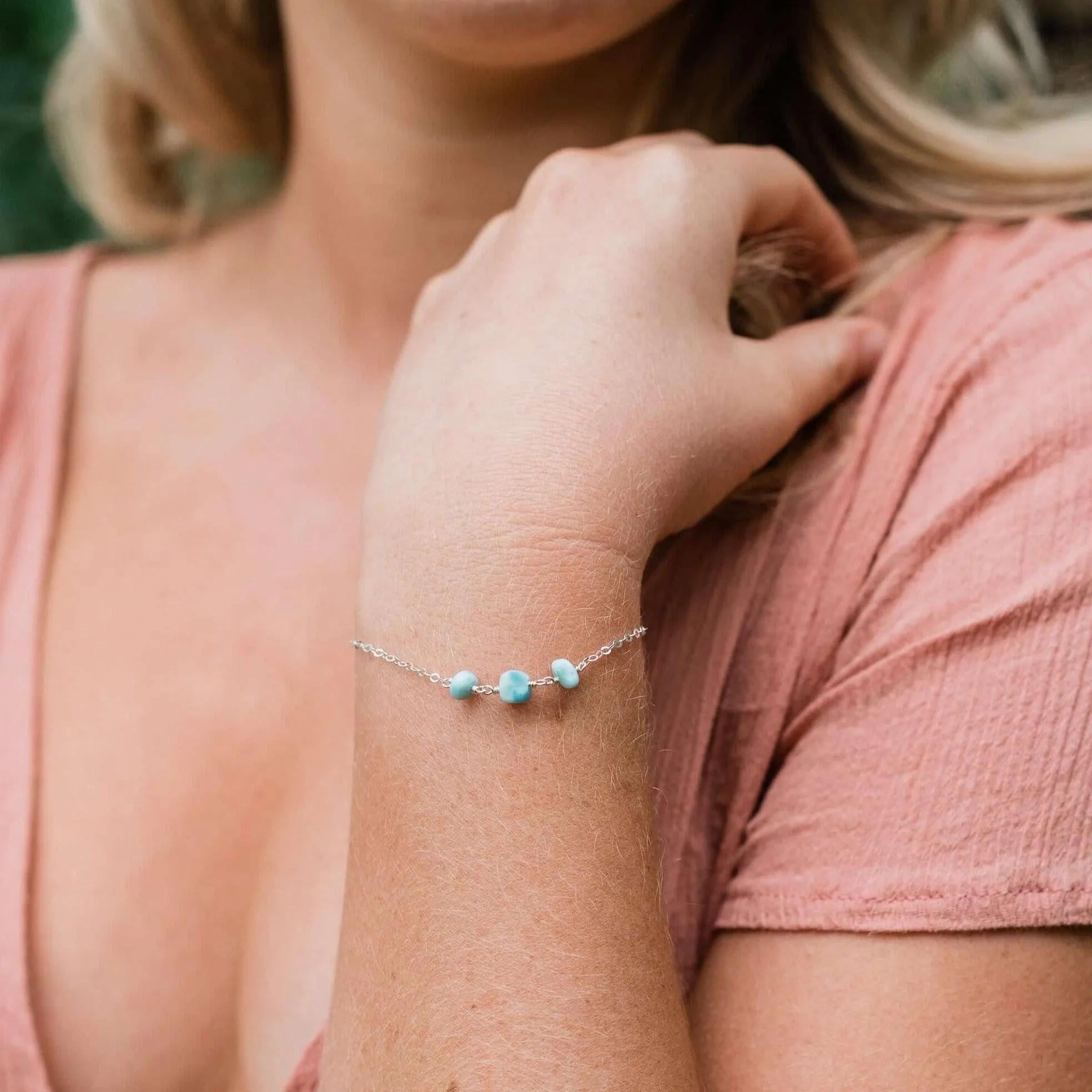 Larimar Beaded Chain Bracelet