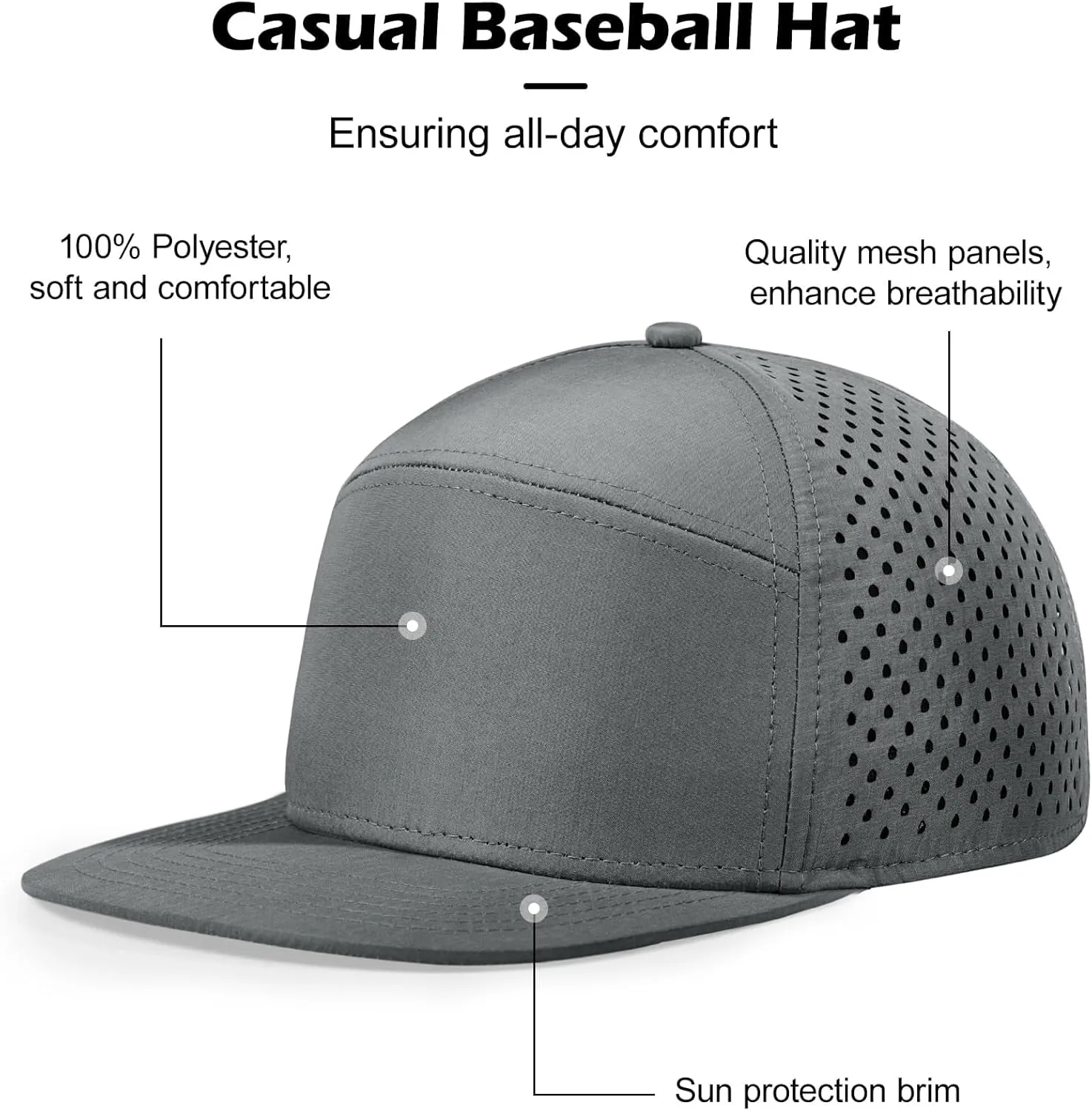 LiuSuper XXL Snapback Hats for Men, Flat Brim Hats for Men, Adjustable Mesh Trucker Hat for Women Big Head