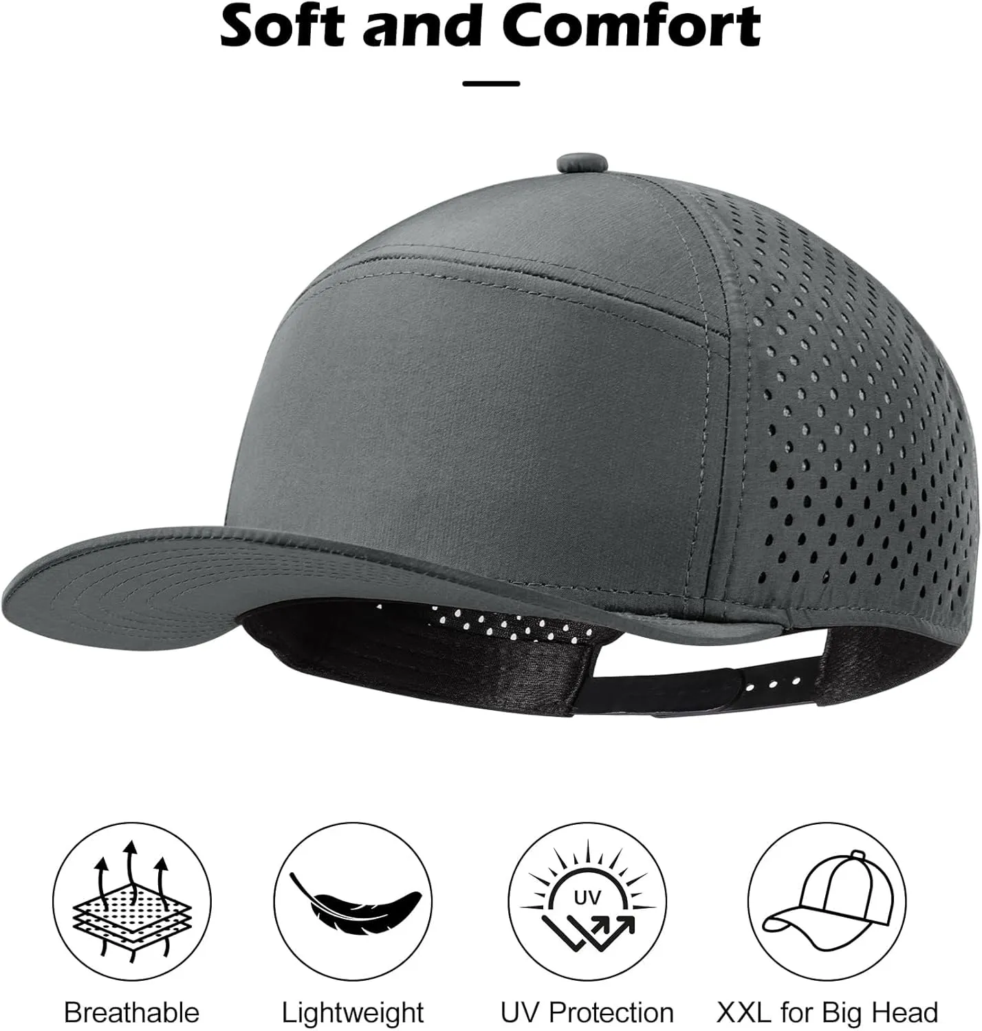 LiuSuper XXL Snapback Hats for Men, Flat Brim Hats for Men, Adjustable Mesh Trucker Hat for Women Big Head