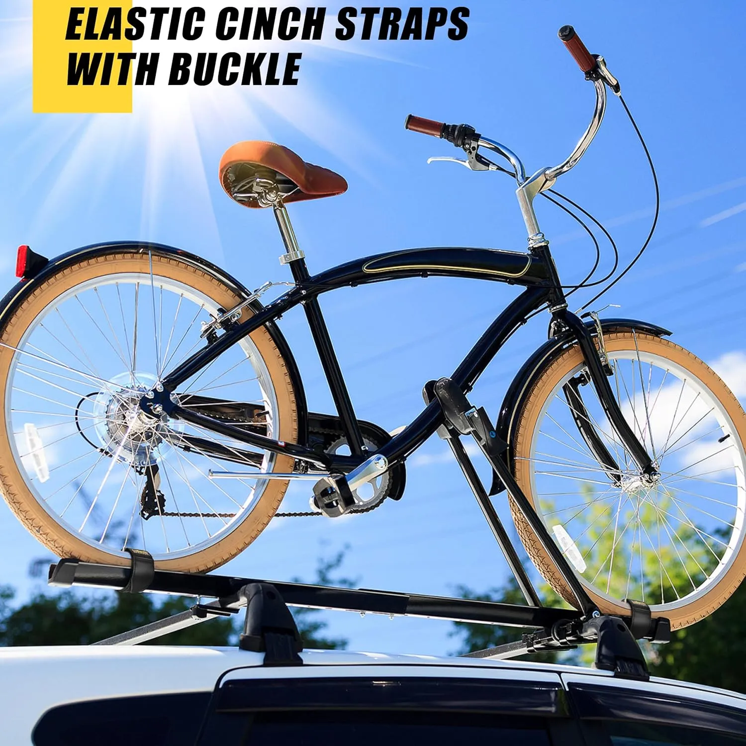 LuBanSir Cinch Straps - 2" x 18" (6 Pack) Elastic Hook and Loop Storage Straps with Buckle for Bicycle, Truck, Boat and More for Extension Cords, Ropes, Hoses Organization - Black