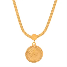 Luxurious Titanium Steel Gold-Plated Portrait Medallion Pendant Necklace for Fashionable Women