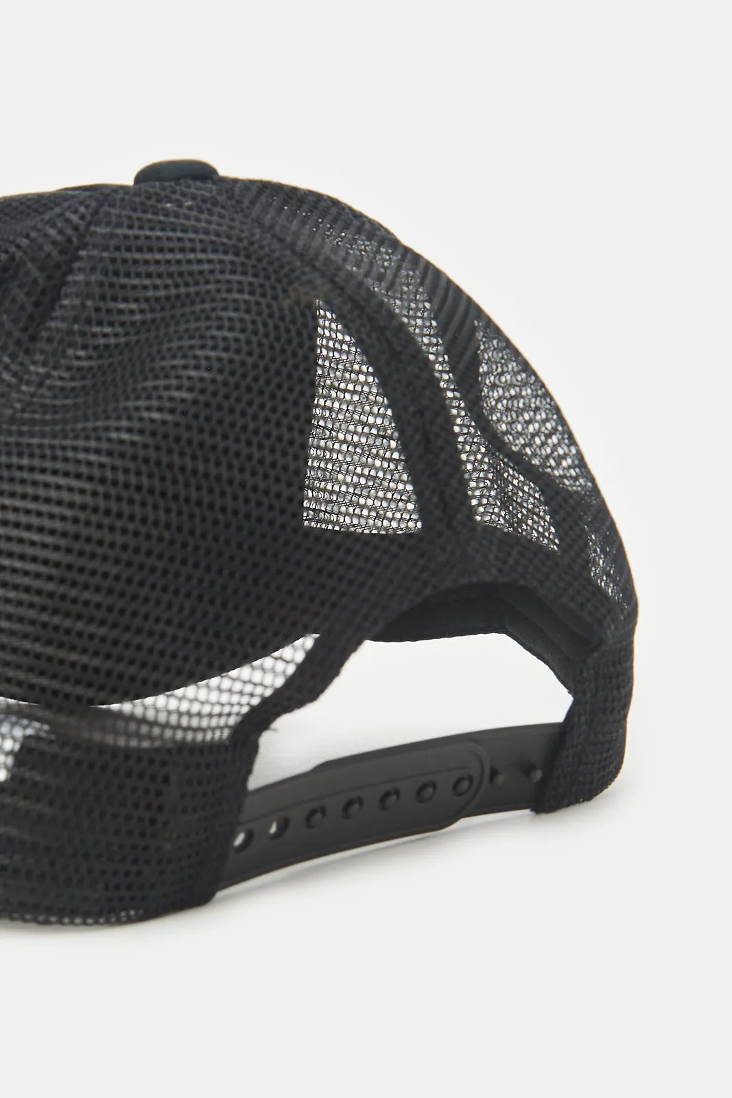 Men Black Cap With Rubber Patch