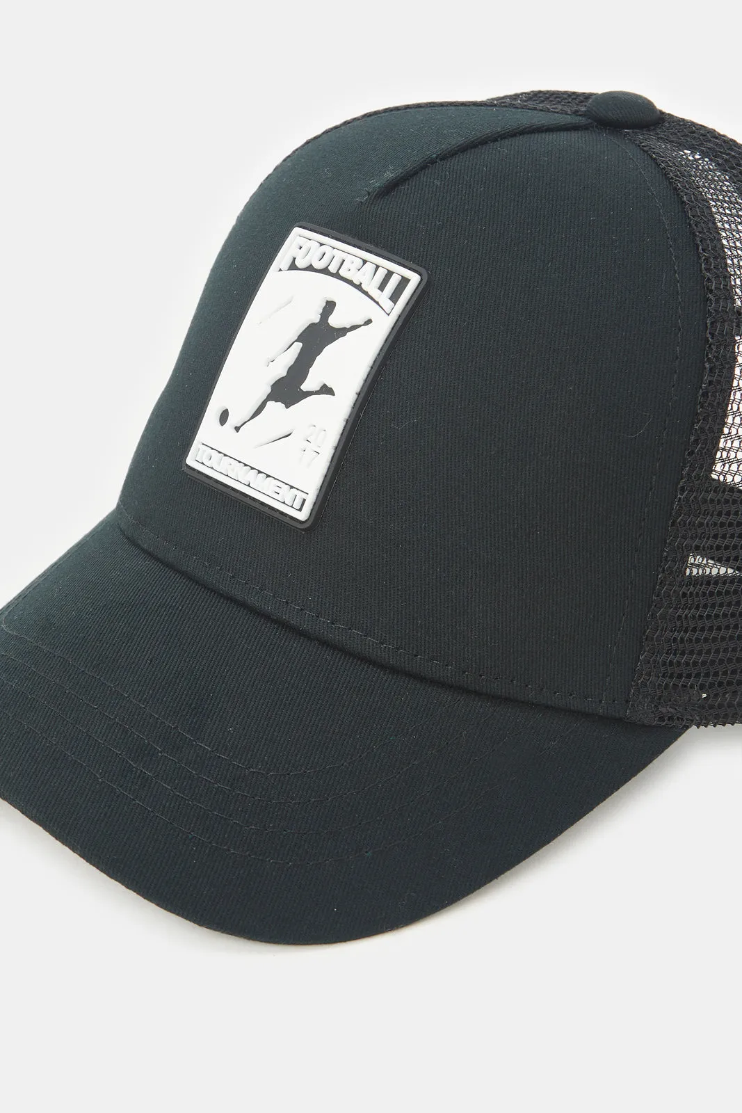Men Black Cap With Rubber Patch