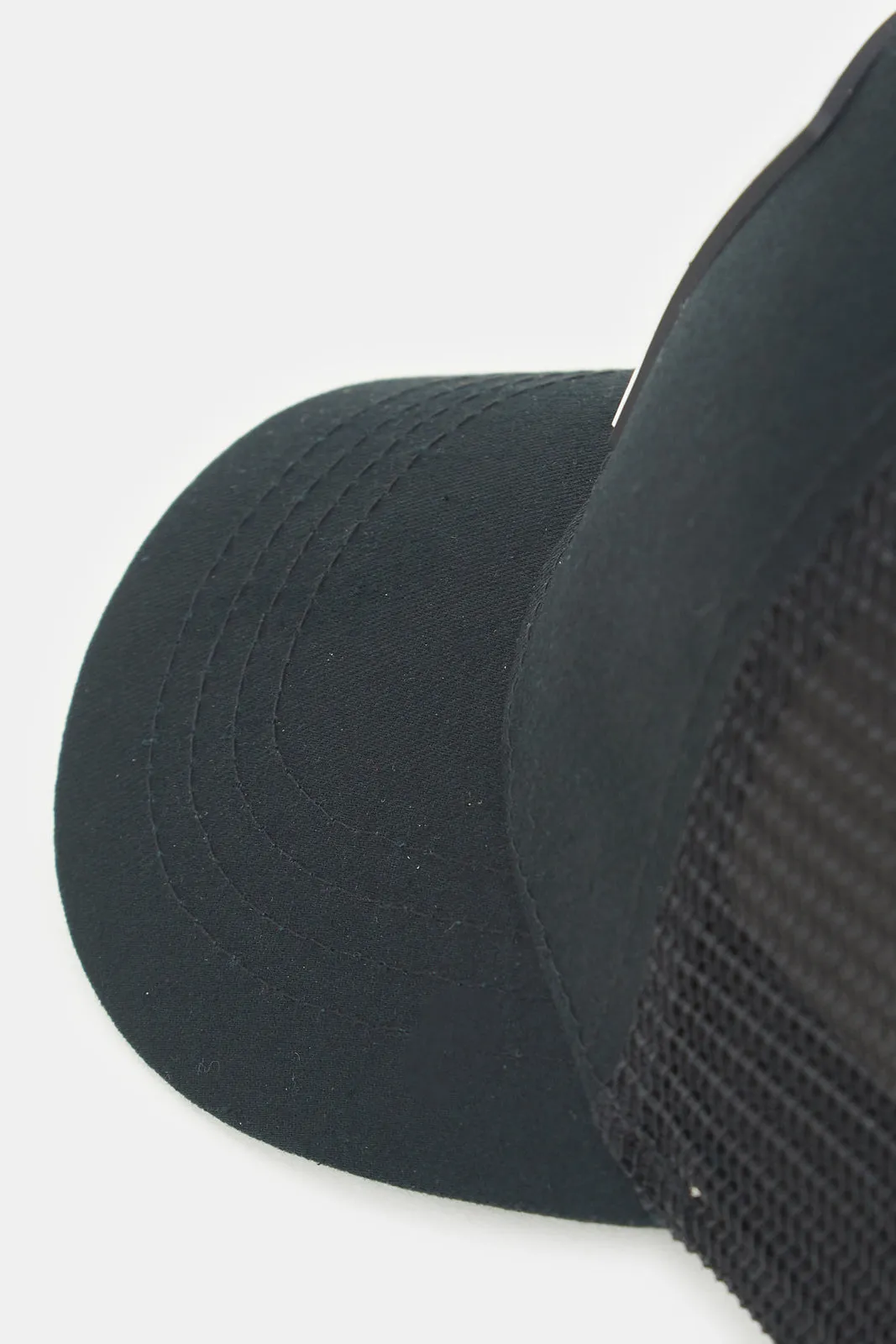 Men Black Cap With Rubber Patch