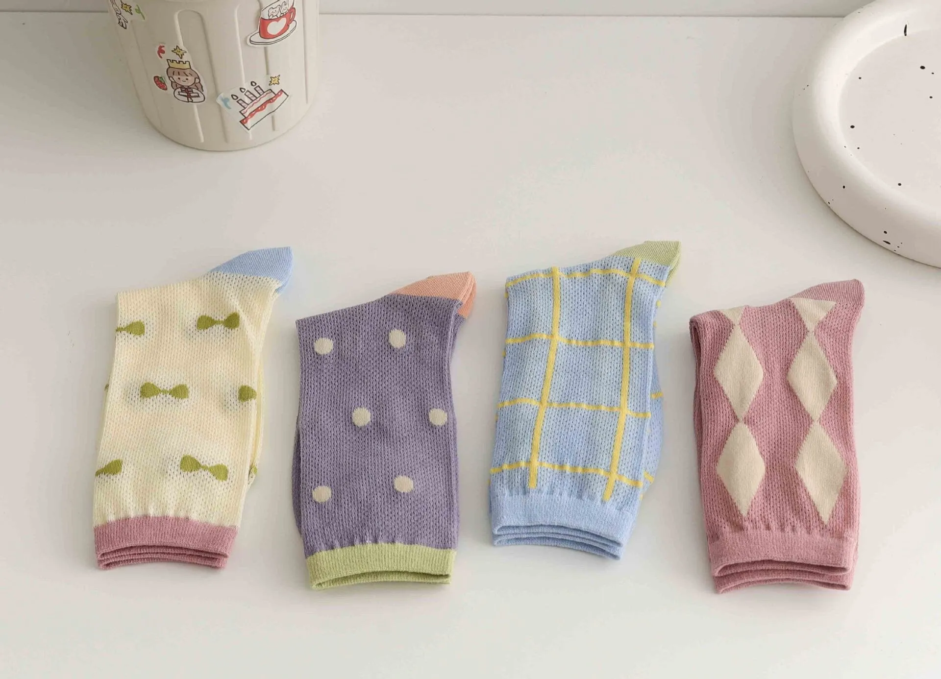 Miss June’s| Women’s light weight cotton blended socks | Cute | Colorful | Summer | Patterned | Gift Idea | Casual | Comfortable |