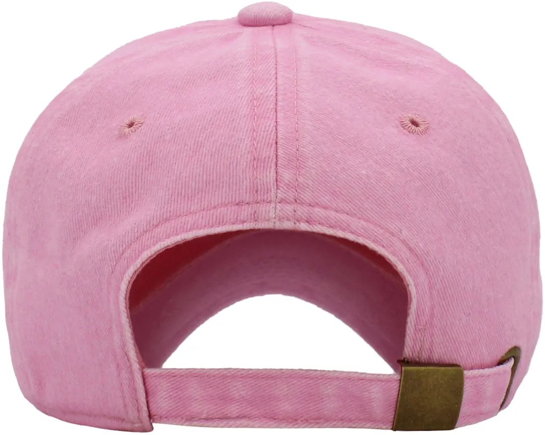 Pigment Dyed Low Profile Cotton Baseball Cap   Washed Pink
