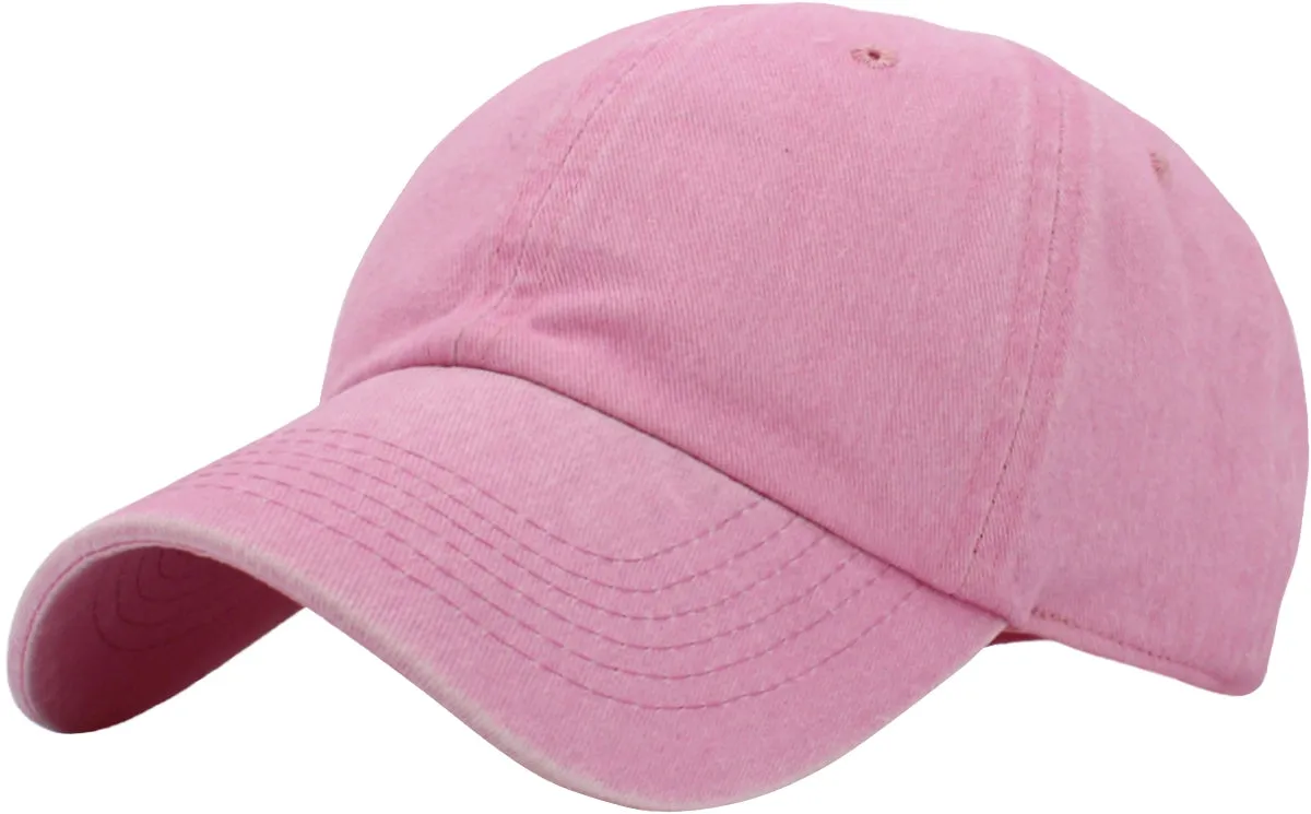 Pigment Dyed Low Profile Cotton Baseball Cap   Washed Pink