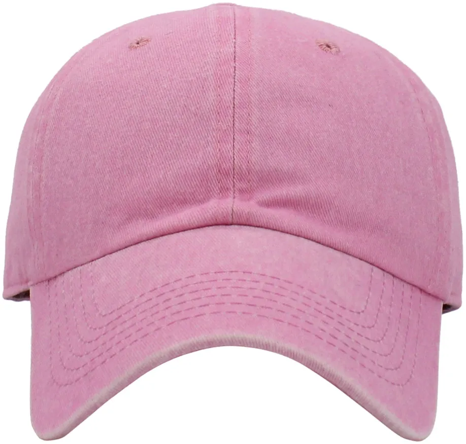 Pigment Dyed Low Profile Cotton Baseball Cap   Washed Pink