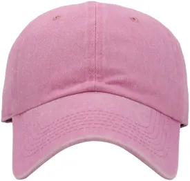 Pigment Dyed Low Profile Cotton Baseball Cap   Washed Pink