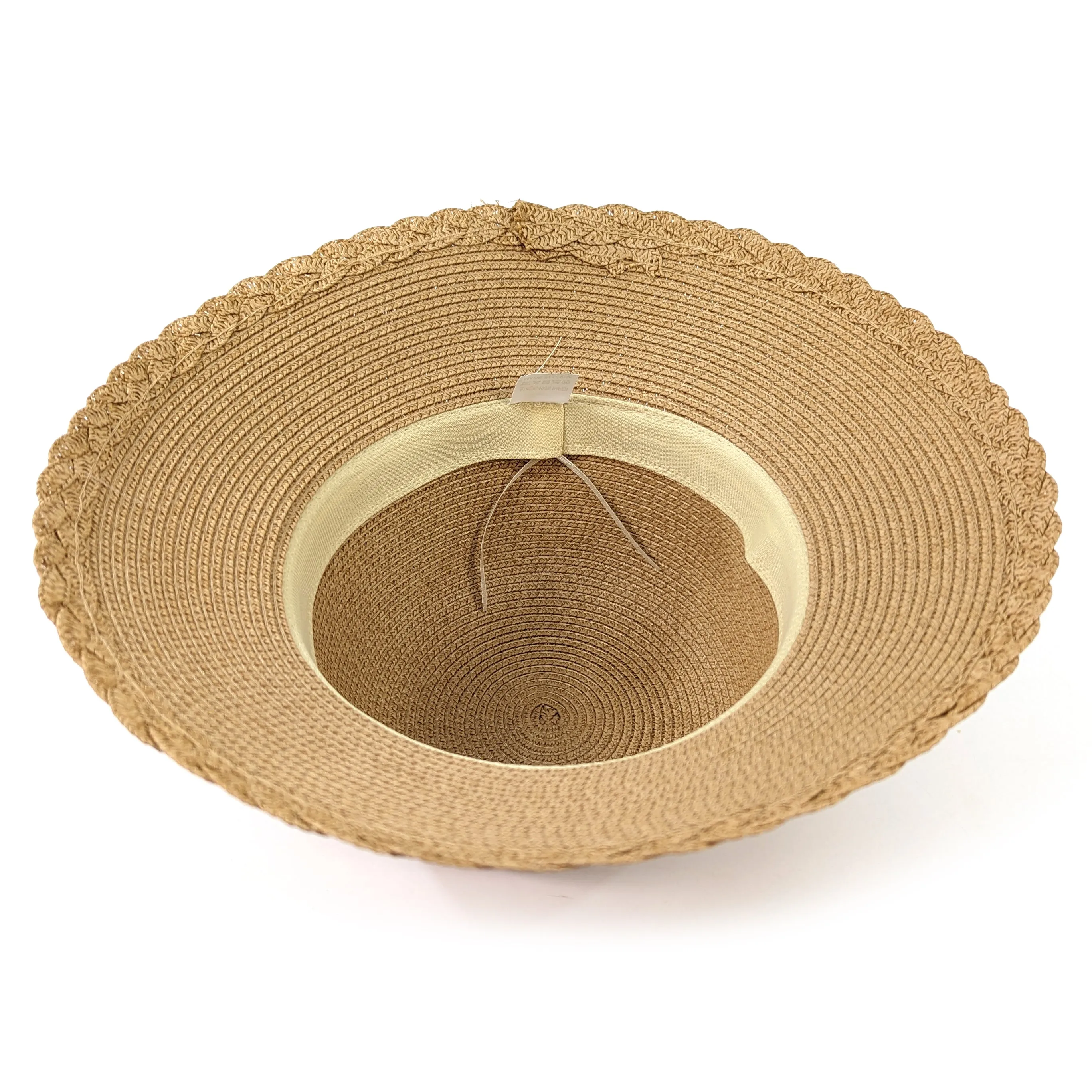 Plaited Edge Cloche Style Foldable Hat - Dark Natural