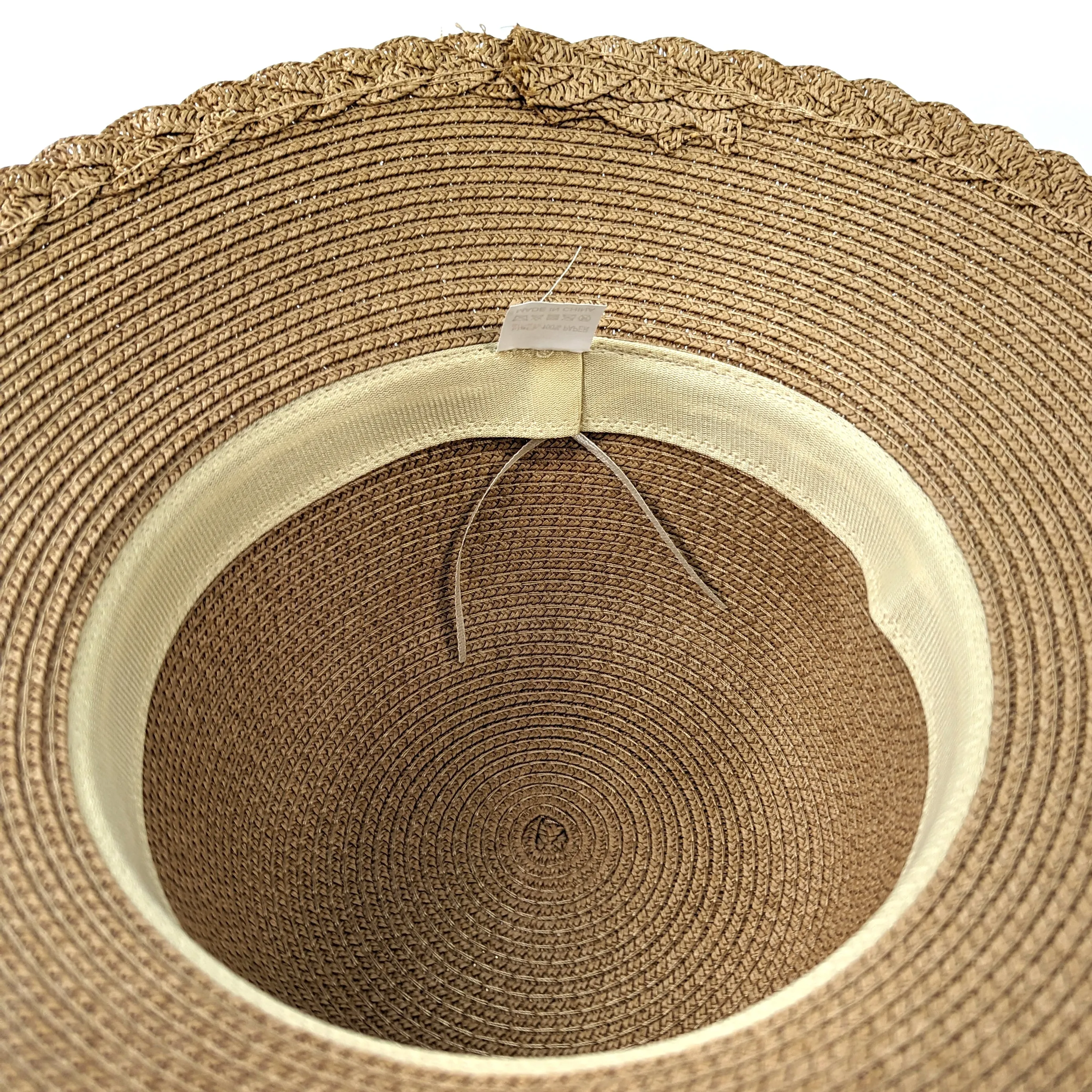 Plaited Edge Cloche Style Foldable Hat - Dark Natural