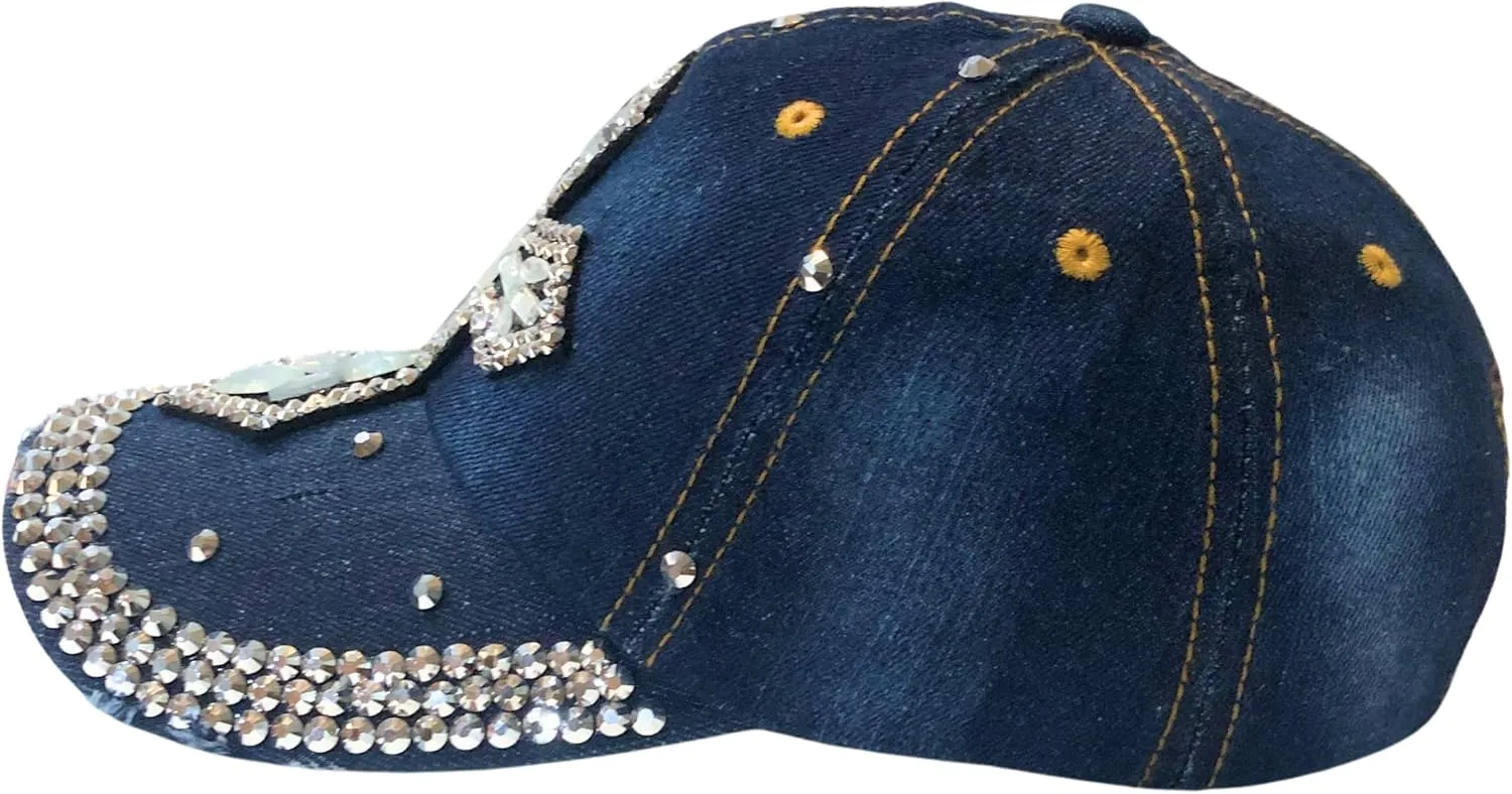 Popfizzy Bedazzled Cross Hat for Women, Rhinestone Hat with Cross on It, Bling Christian Hats, Bling Gifts for Women