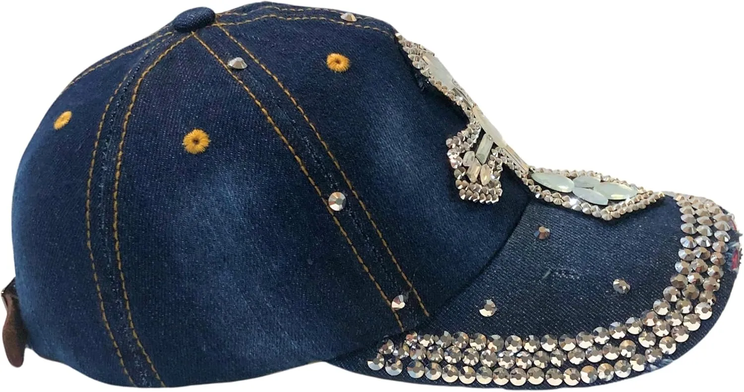 Popfizzy Bedazzled Cross Hat for Women, Rhinestone Hat with Cross on It, Bling Christian Hats, Bling Gifts for Women
