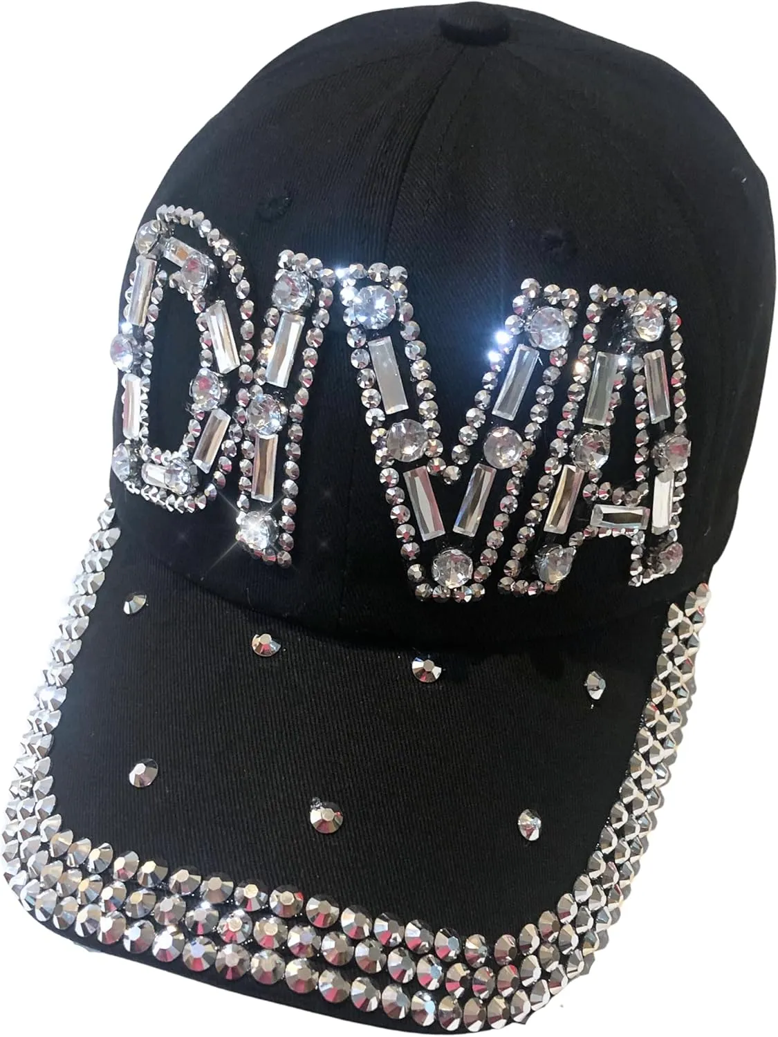 Popfizzy Rhinestone Diva Hat for Women, Bedazzled Queen Gifts, Bling Hats for Women Trendy, Sparkly Princess Accessories