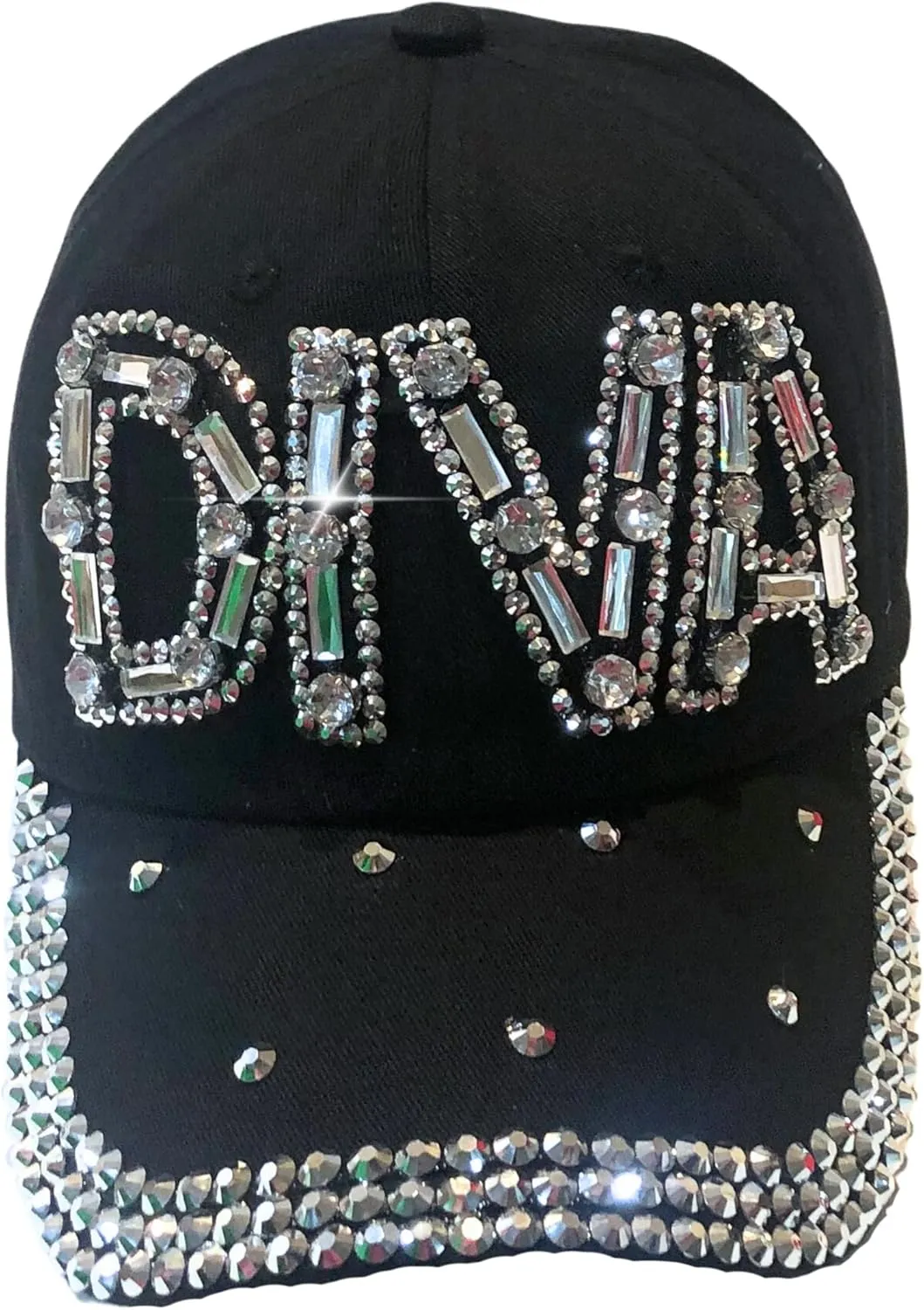 Popfizzy Rhinestone Diva Hat for Women, Bedazzled Queen Gifts, Bling Hats for Women Trendy, Sparkly Princess Accessories