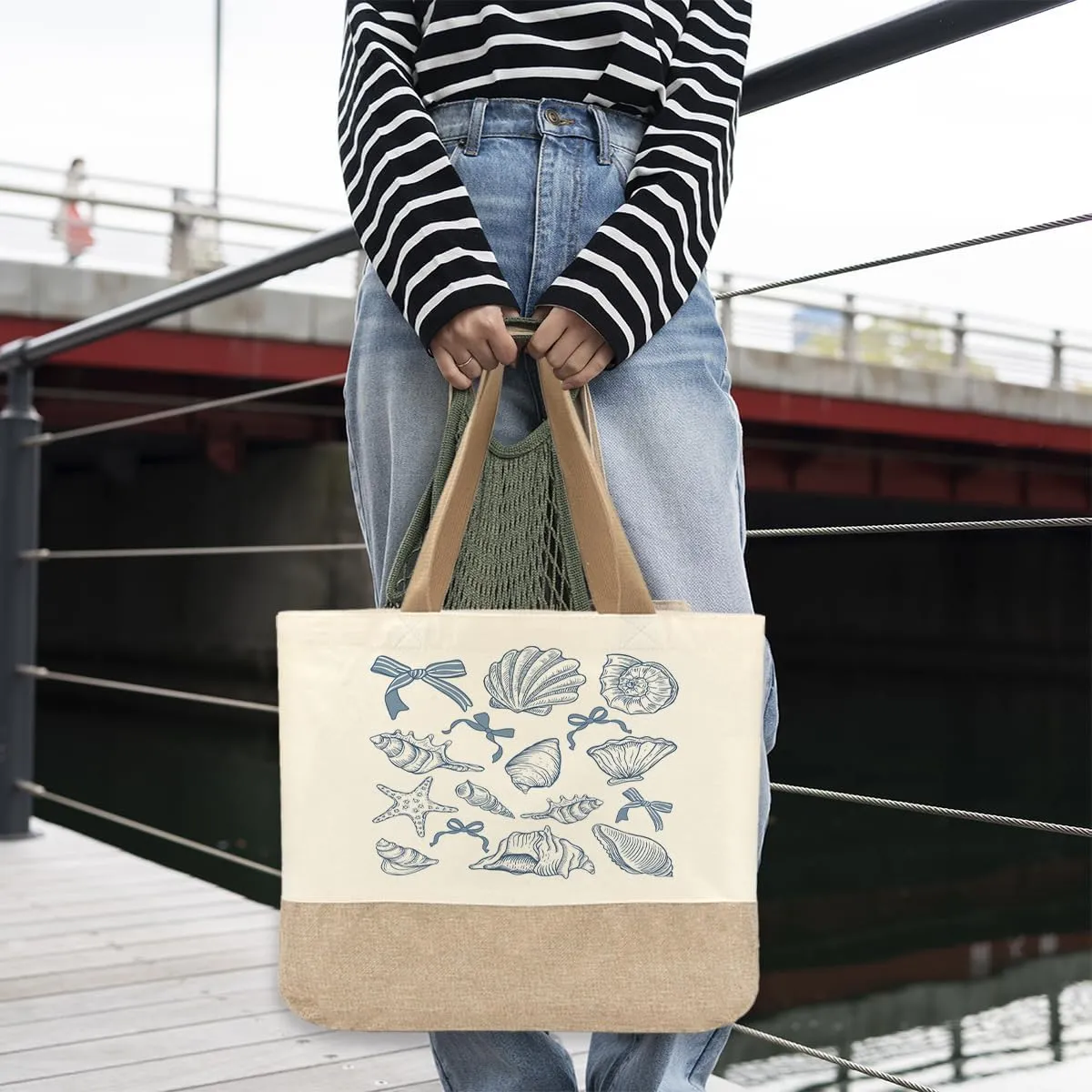 Summer Beach Bag for Women, Large Beach Tote Bag, Mom Gifts from Daughter Son, Shopping Reusable Grocery Bags