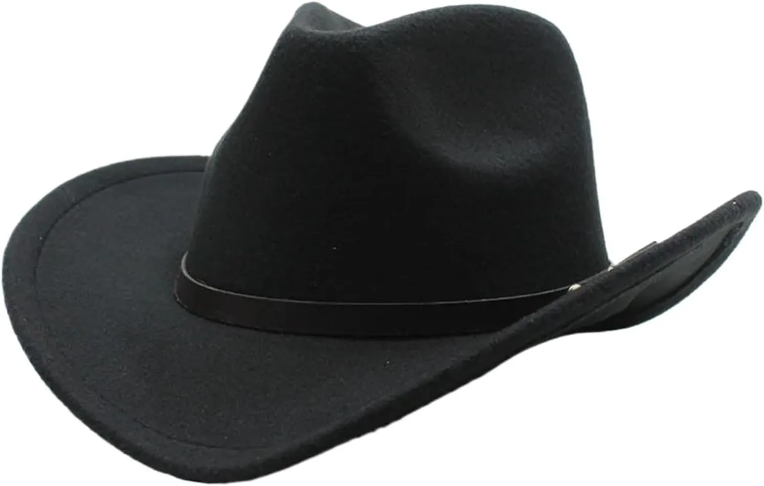 Sun hat, Statement hat, Cowboy hat, Classic Western Fedora - Wool Felt Foam, Punk Belt for Cool Weather(Rose Red)