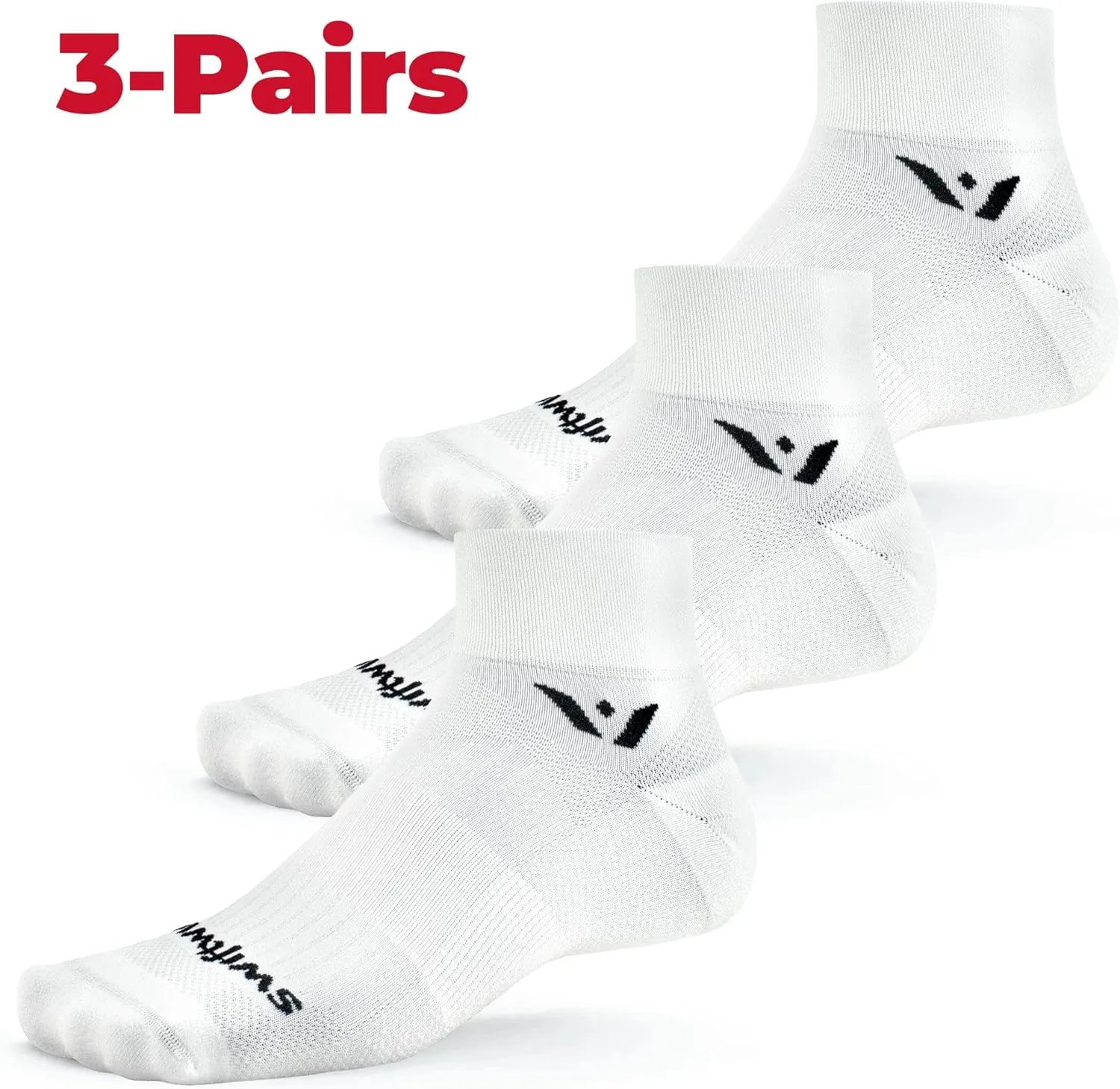 Swiftwick- ASPIRE QUARTER CREW Running & Cycling Socks, Lightweight, Compression Fit