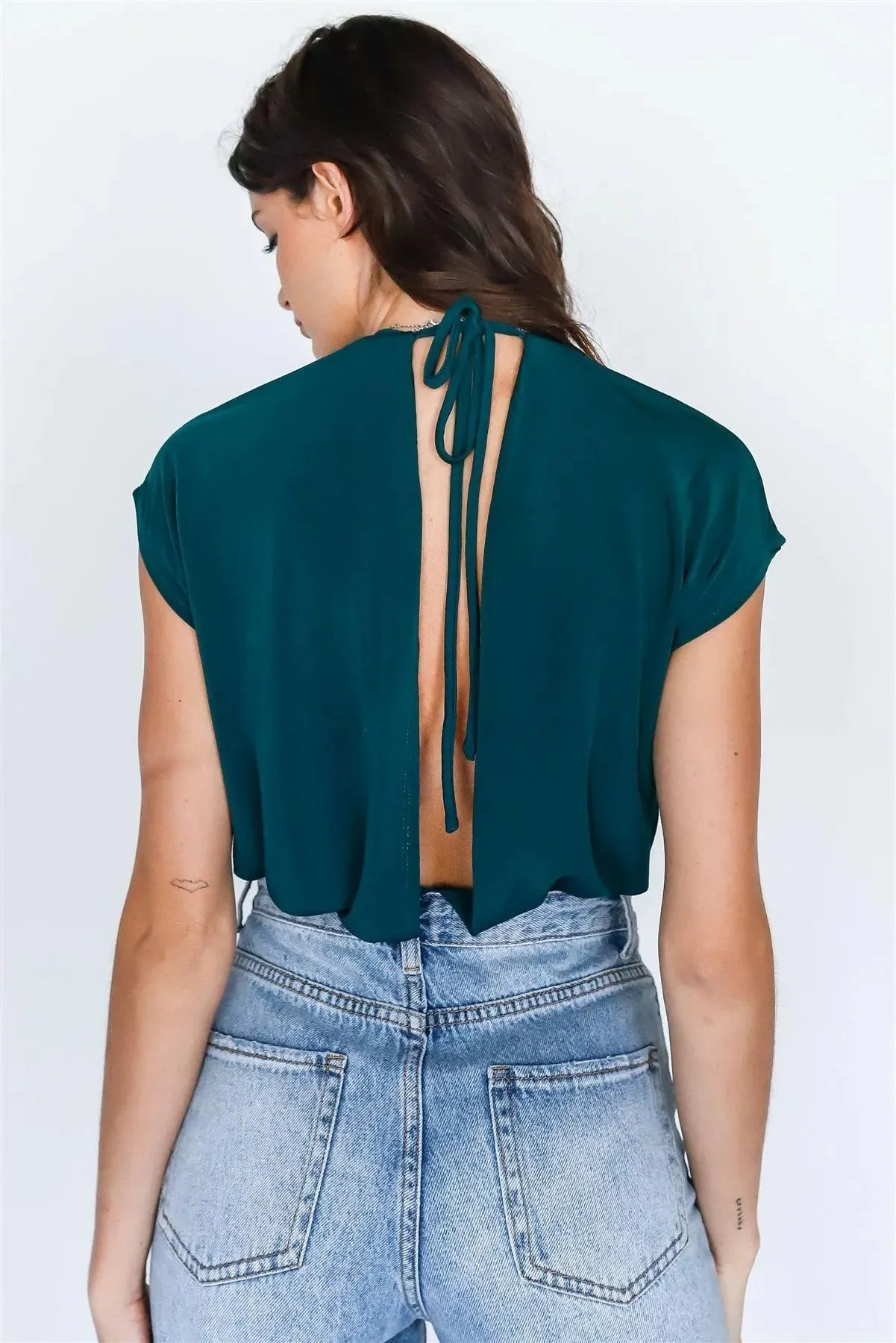 Teal Wrap V-Neck Open Back Bodysuit /1-2-2-1