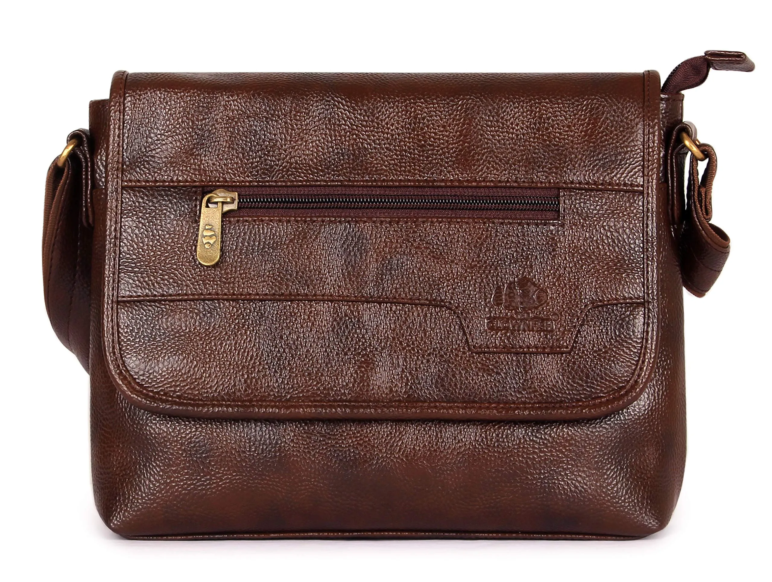 THE CLOWNFISH Ares Synthetic 25 cms Chocolate Messenger Sling Bag