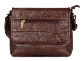 THE CLOWNFISH Ares Synthetic 25 cms Chocolate Messenger Sling Bag