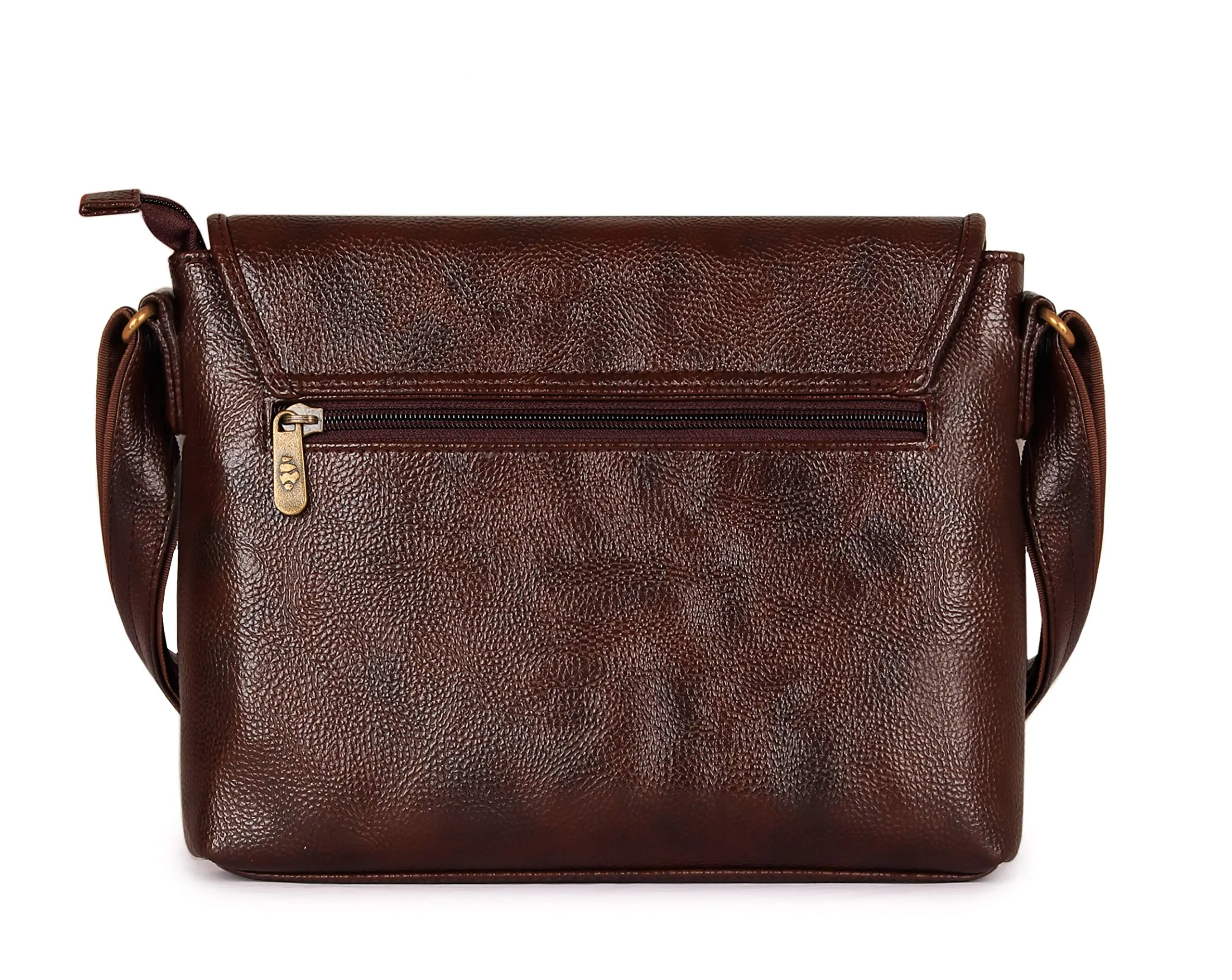 THE CLOWNFISH Ares Synthetic 25 cms Chocolate Messenger Sling Bag