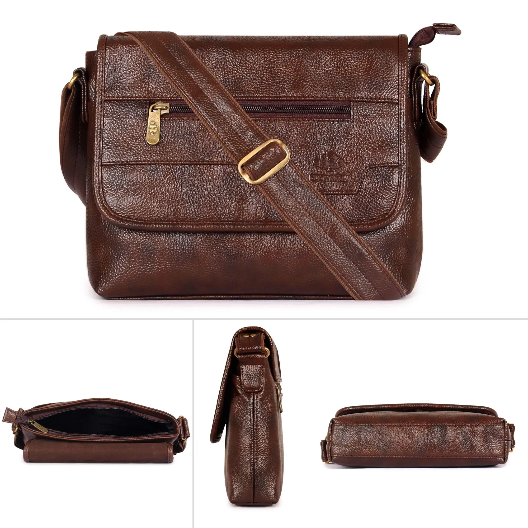 THE CLOWNFISH Ares Synthetic 25 cms Chocolate Messenger Sling Bag