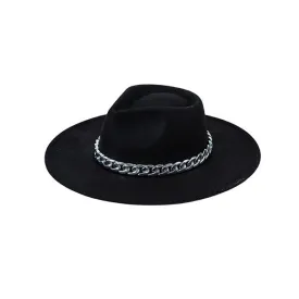 Thick Chain Band Suede Felt Fedora Hat