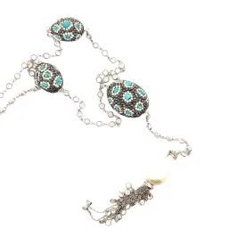 Turquoise Silver Crystal Necklace