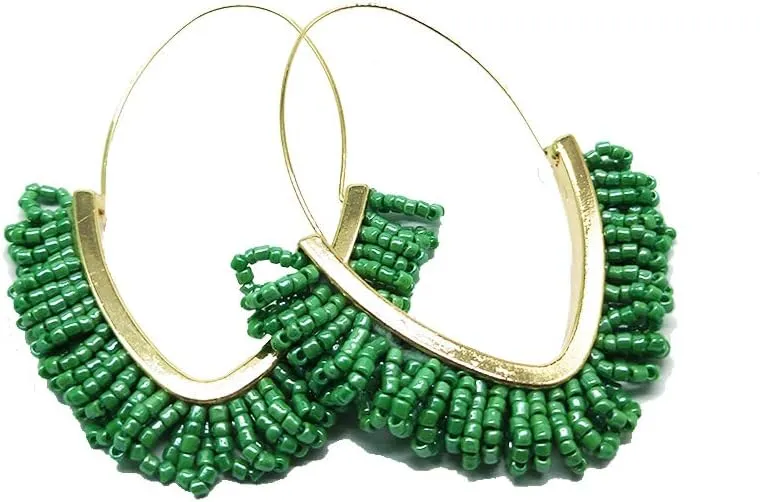 V-Shaped Beaded Dangle Earrings - Statement Drop Fringe Earrings, Boho Handmade Tassel Jewelry Gift for Women