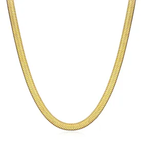 VAIGE 4mm Wide Waterproof Stainless Steel Snake Chain Necklace with 18K Gold Plating - Trendy Choker Design