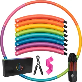 Weighted Hula Hoop for Adults - 2.8lb Detachable Exercise Hoop - Fun & Portable Fitness Circle with Jump Rope, Resistance Band & Carry Bag