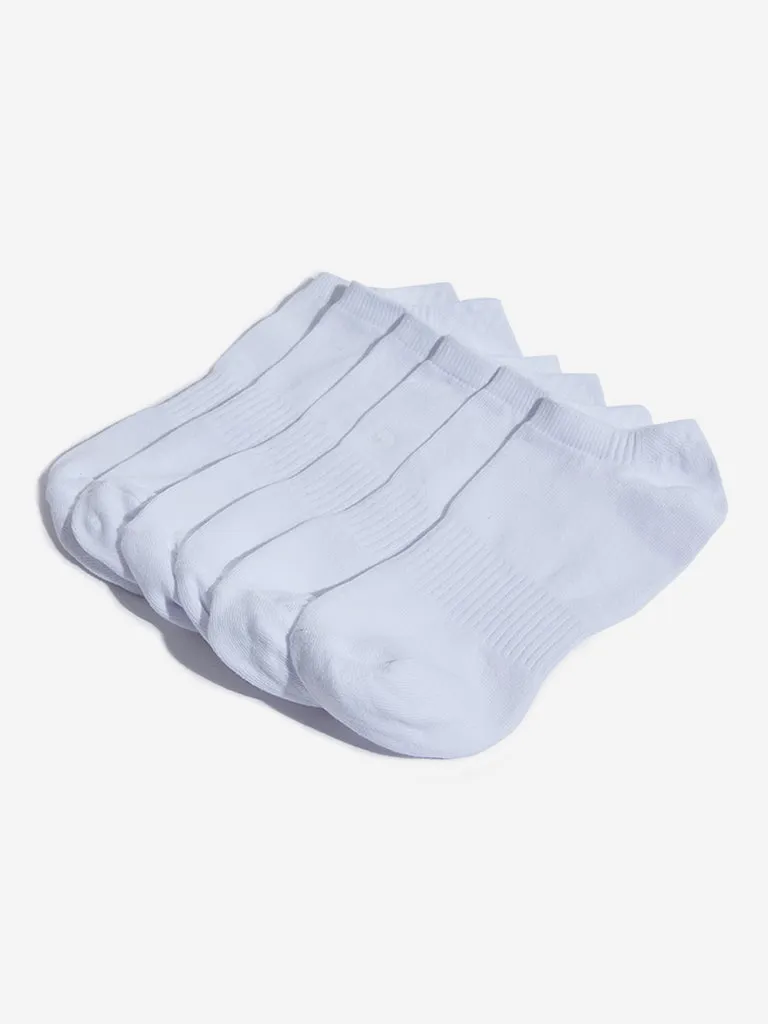 WES Lounge White Solid Cotton Blend Socks - Pack of 3