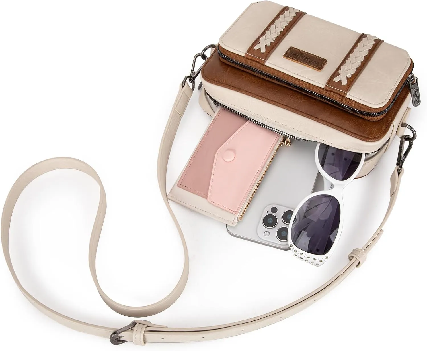 Wrangler Crossbody Bag for Women Shoulder Purse Small Multi Pocket Crossover Bag with Adjustable Strap