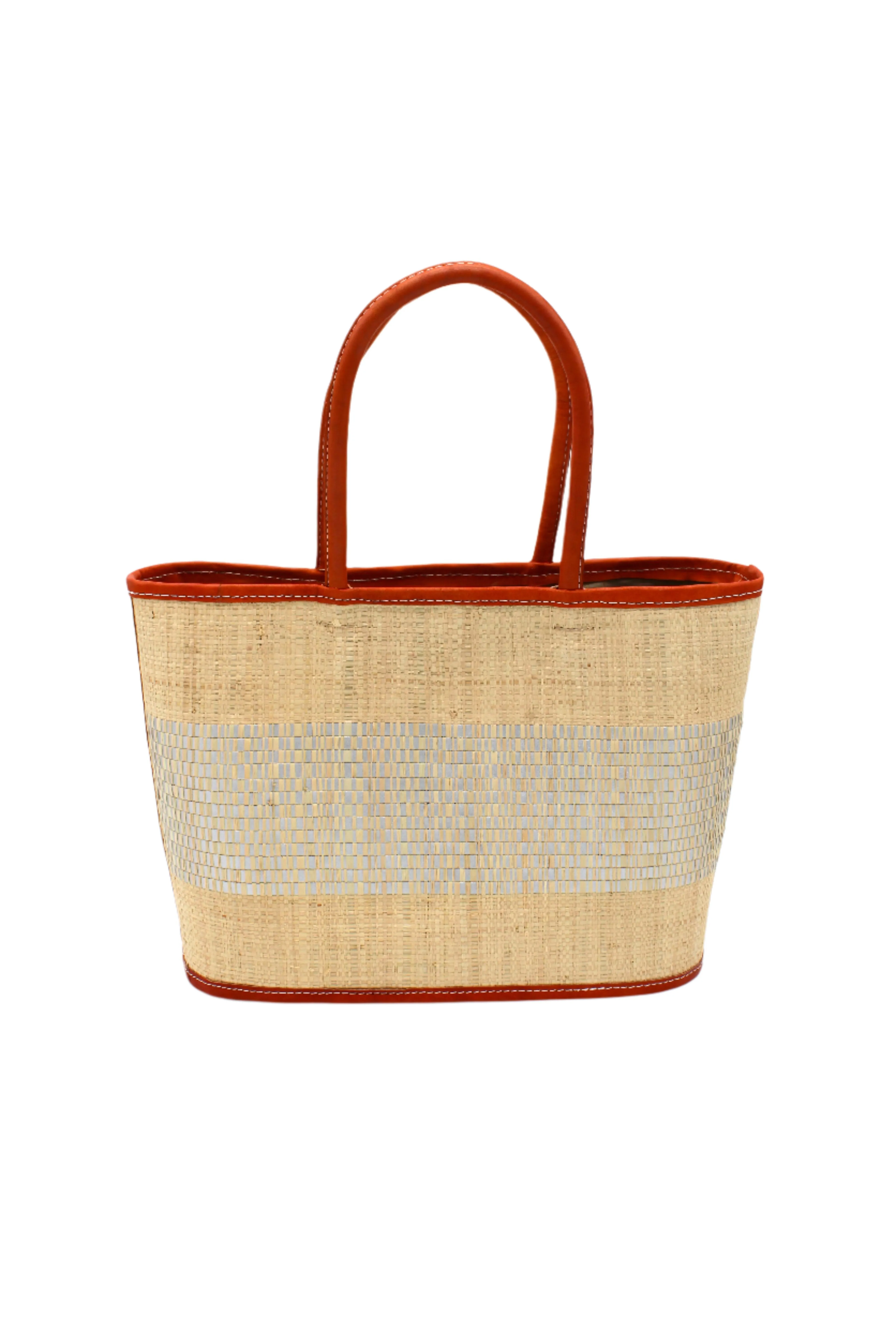 Wynwood Straw Tote Handbag with Metallic Detailing