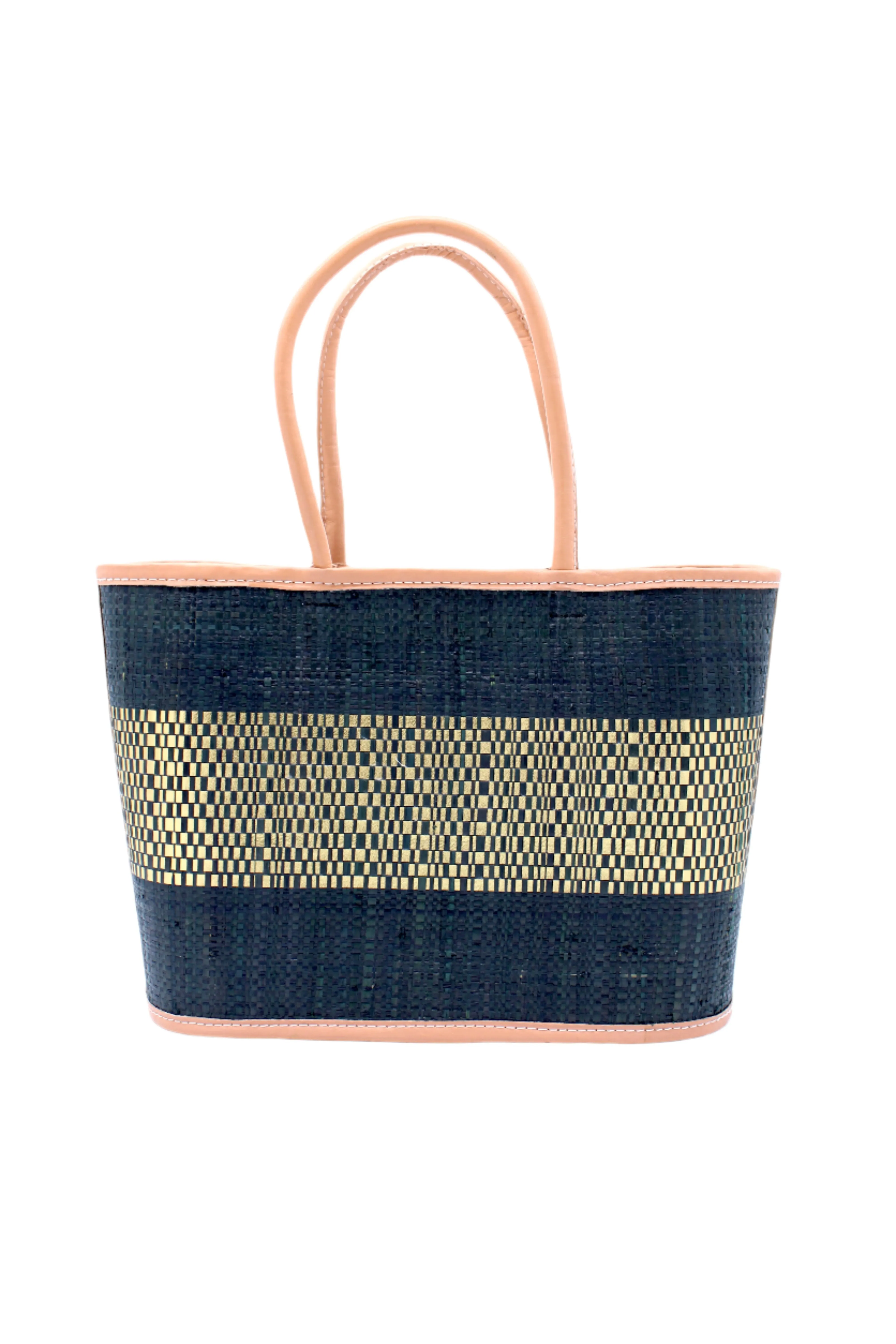 Wynwood Straw Tote Handbag with Metallic Detailing