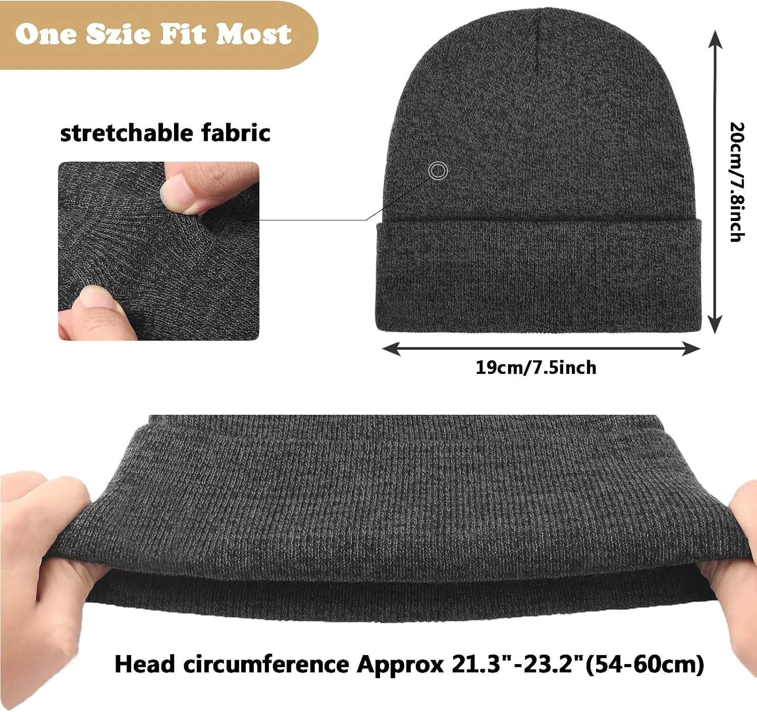 ZOORON Beanie for Women Men Unisex Cuffed Plain Skull Knit Hat Soft Fisherman Beanies Winter Hats