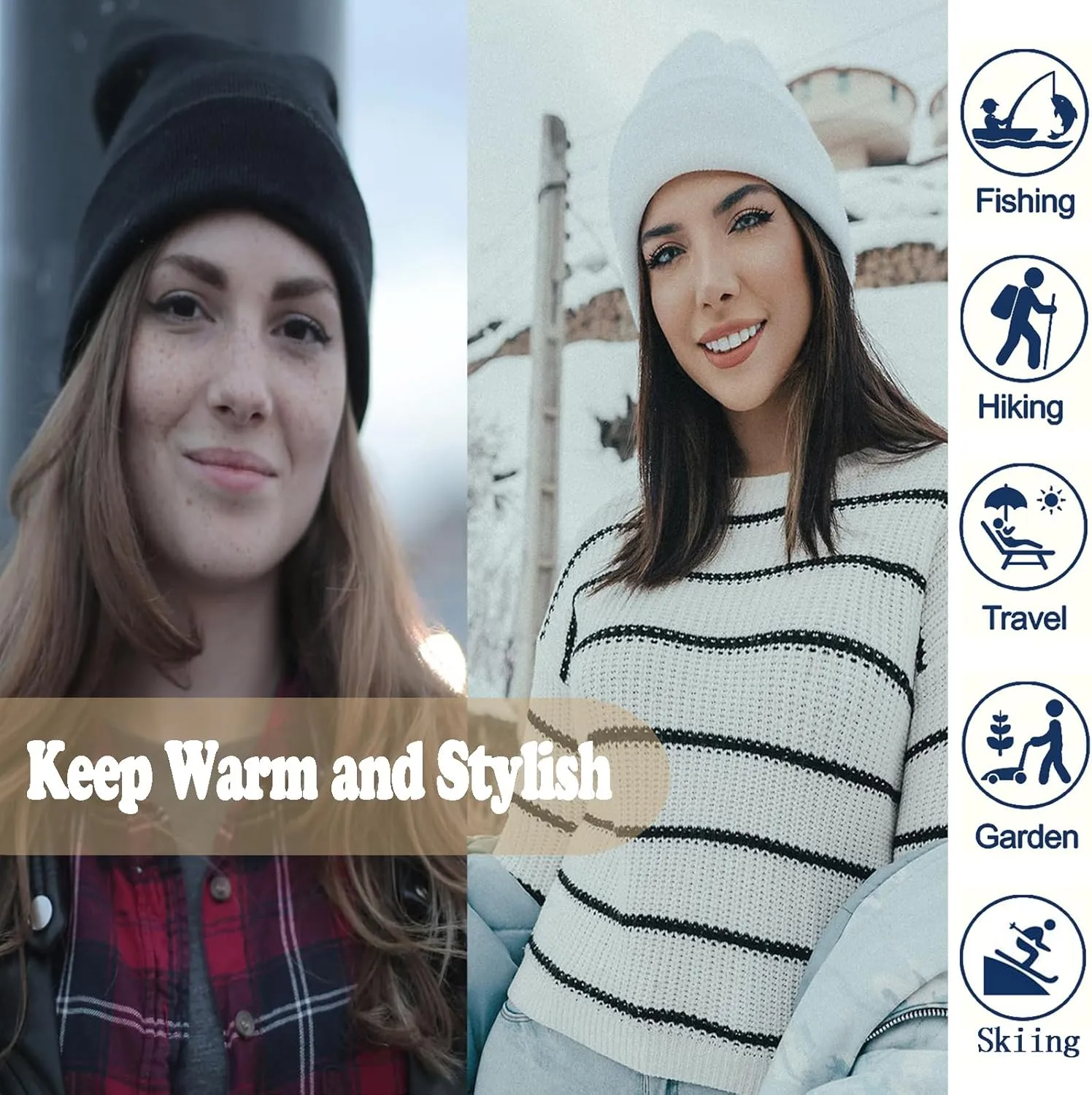 ZOORON Beanie for Women Men Unisex Cuffed Plain Skull Knit Hat Soft Fisherman Beanies Winter Hats